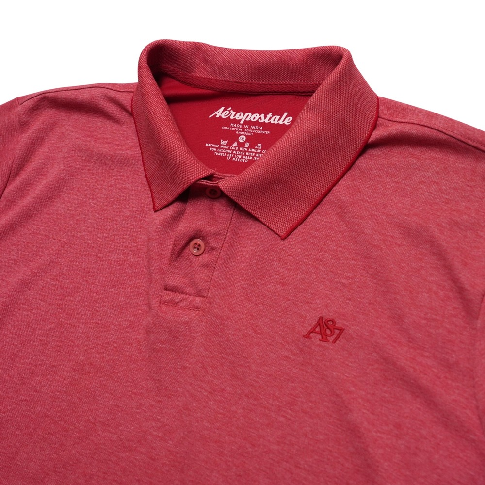 Aeropostale Polo Mens 2XL Red A87 Embroidered Pique Short Sleeve Shirt